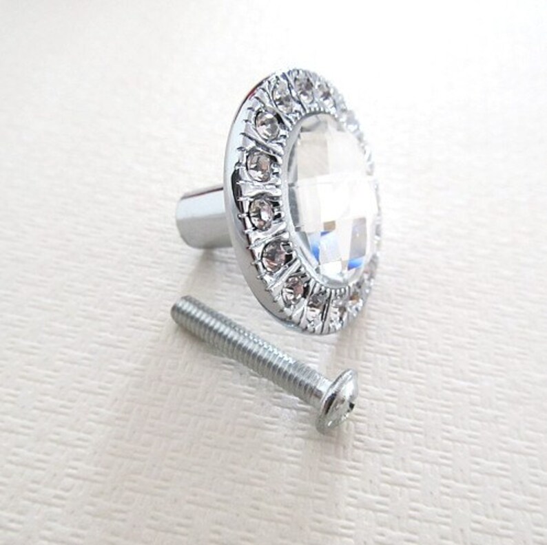Silver Glass Crystal Dresser Drawer Knobs Pulls Handles Shiny Etsy