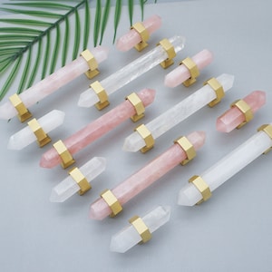 Natural Crystal Stone Drawer Pulls Modern Wardrobe Handle Adjustable Kitchen Pulls Cabinet Handle Luxury Crystal Dresser Knobs  Hardware