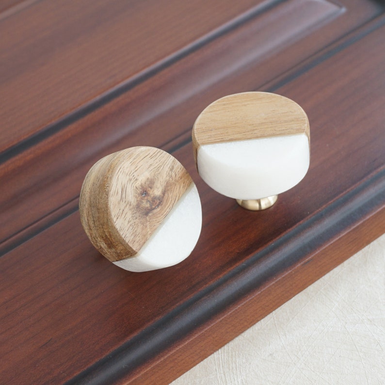 Simple Door Knobs Knobs Nordic Brass Knobs Wood Marble Etsy