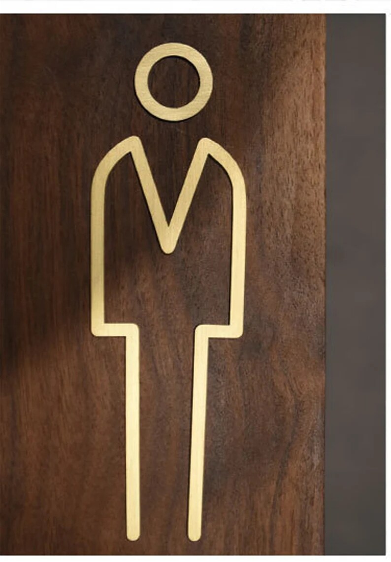 Gold Bathroom Sign /brass Restroom Door Sign/ Male and Female Etsy