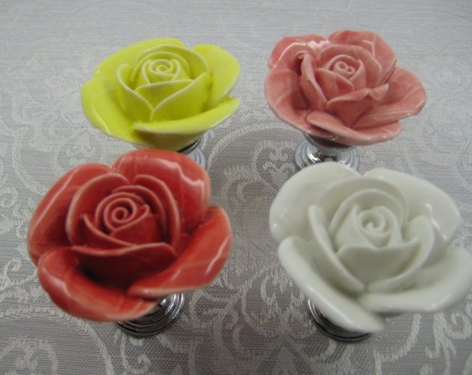 Rose Flower Knobs/ Dresser Pink Knobs / Ceramic Drawer Knobs Etsy