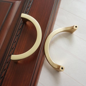 KOPPALIVE 10-Pack Solid Brass Cabinet Knobs, Semicircle Gold Drawer Knobs, Hammered Dresser