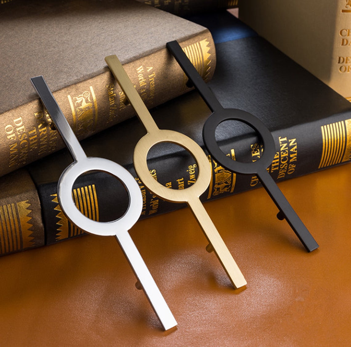 5 Black Circle Drawer Pulls Handles Semicircle Wardrobe Etsy