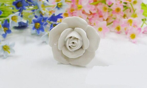 Cabinets Cabinet Hardware Drawer Ceramic Furniture Tools Pull Handle Door Knob Rose Flower Design Home Furniture Diy 5050 Pk