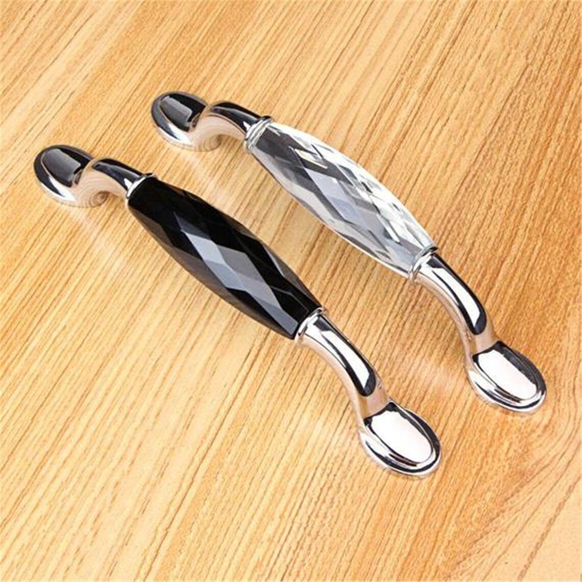 Silver Glass Dresser Pulls Drawer Pull Handles Crystal Etsy