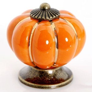 shabby chic Pumpkin Ceramic Knobs Pulls / Dresser Drawer Knobs / Kitchen Cabinet Knobs Handle Pulls Colorful Porcelain Knob Pull