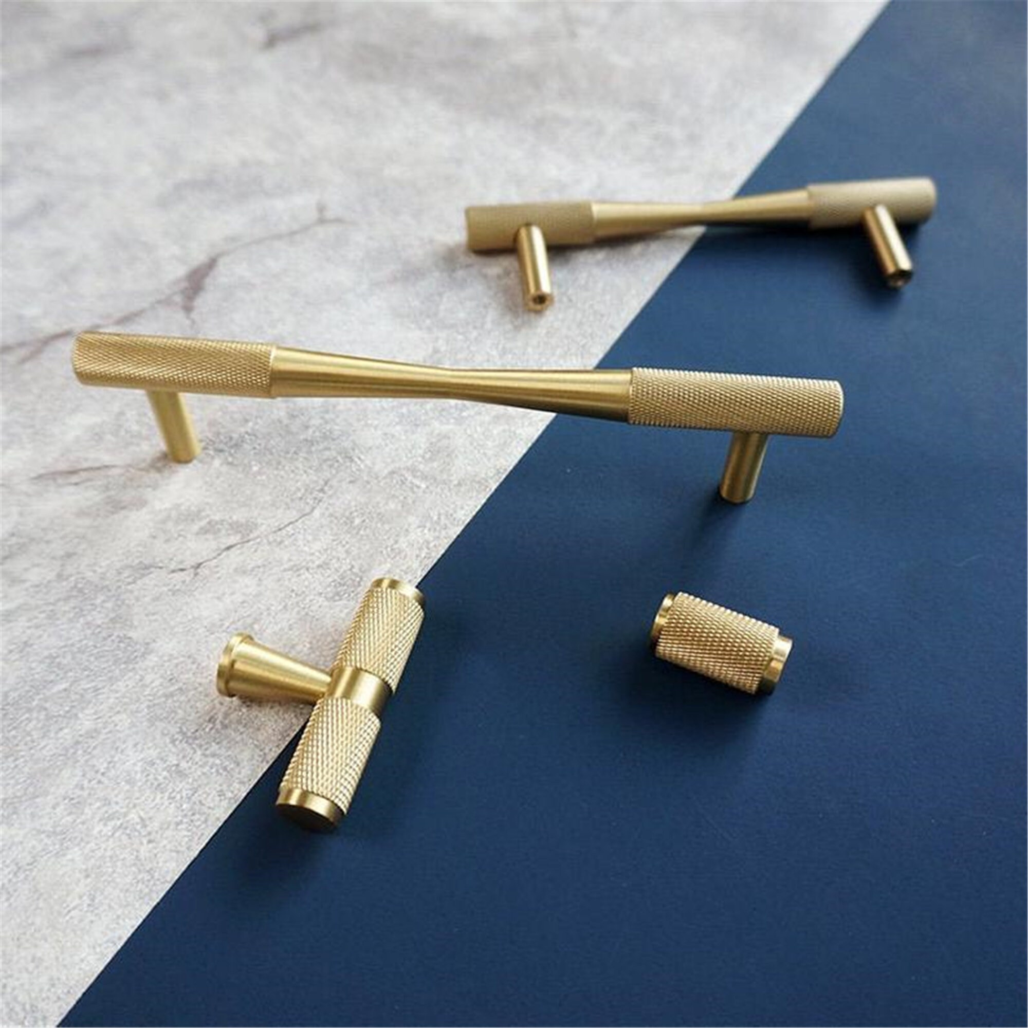 3.78 5.0 Brass handles modern knurled pulls for Etsy