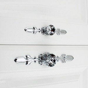 Drawer Pulls Crystal Pulls Handle Glass Dresser Knob Pull Silver Chrome Clear Crystal Decorative Pulls Drawer Pulls Cabinet knob image 4