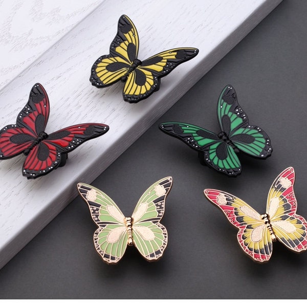 Coloré Butterfly Knobs Pulls Drawer Kitchen Cabinet Knobs Pulls Handles Antique Bronze Décoratif Meubles Knob Pull Quincaillerie Commode