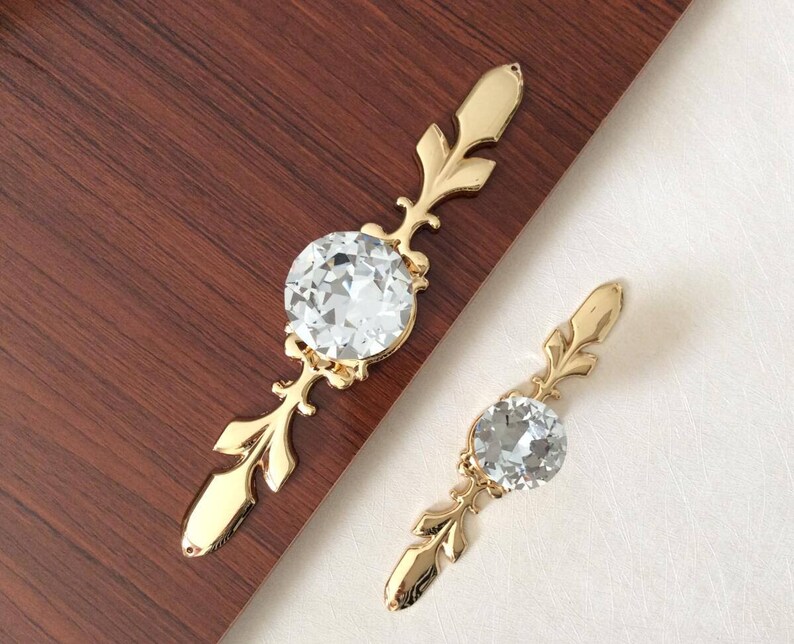 Gold Drawer Pulls Handles Crystal Pulls Handle Glass Etsy