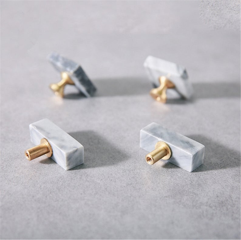 Marble Brass Knobs Dresser Knobs Pulls Drawer Knobs Square Rectangle Kitchen Cabinet Door Knobs Handles Cupboard Hardware Decor