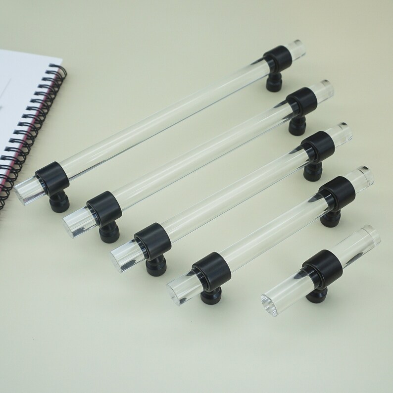 Adjustable Black Clear Acrylic Drawer Pulls Knobs Etsy