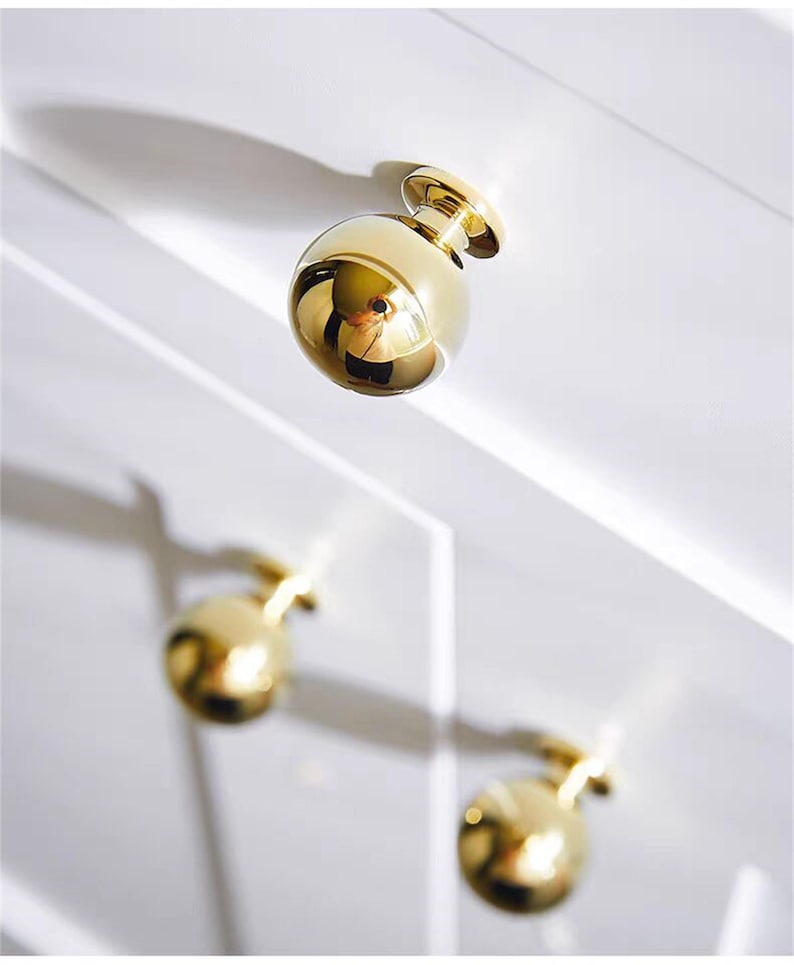 Massief messing mini bal ladeknoppen gepolijst goud kast trekt knop, cadeau gouden keukendeurklink hardware afbeelding 9