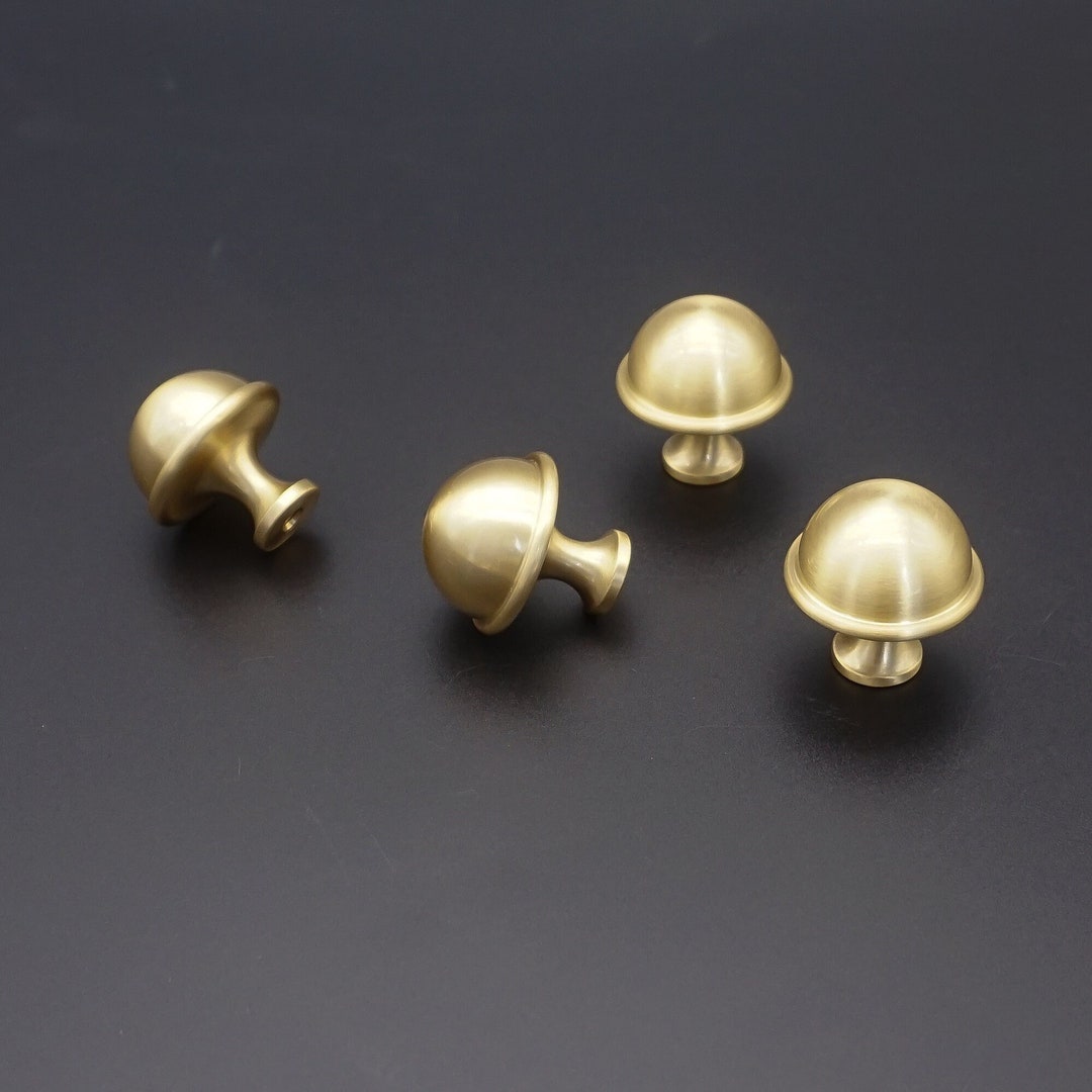 Solid Brass Knobs Mushroom Drawer Knobs Gift Gold Kitchen Etsy