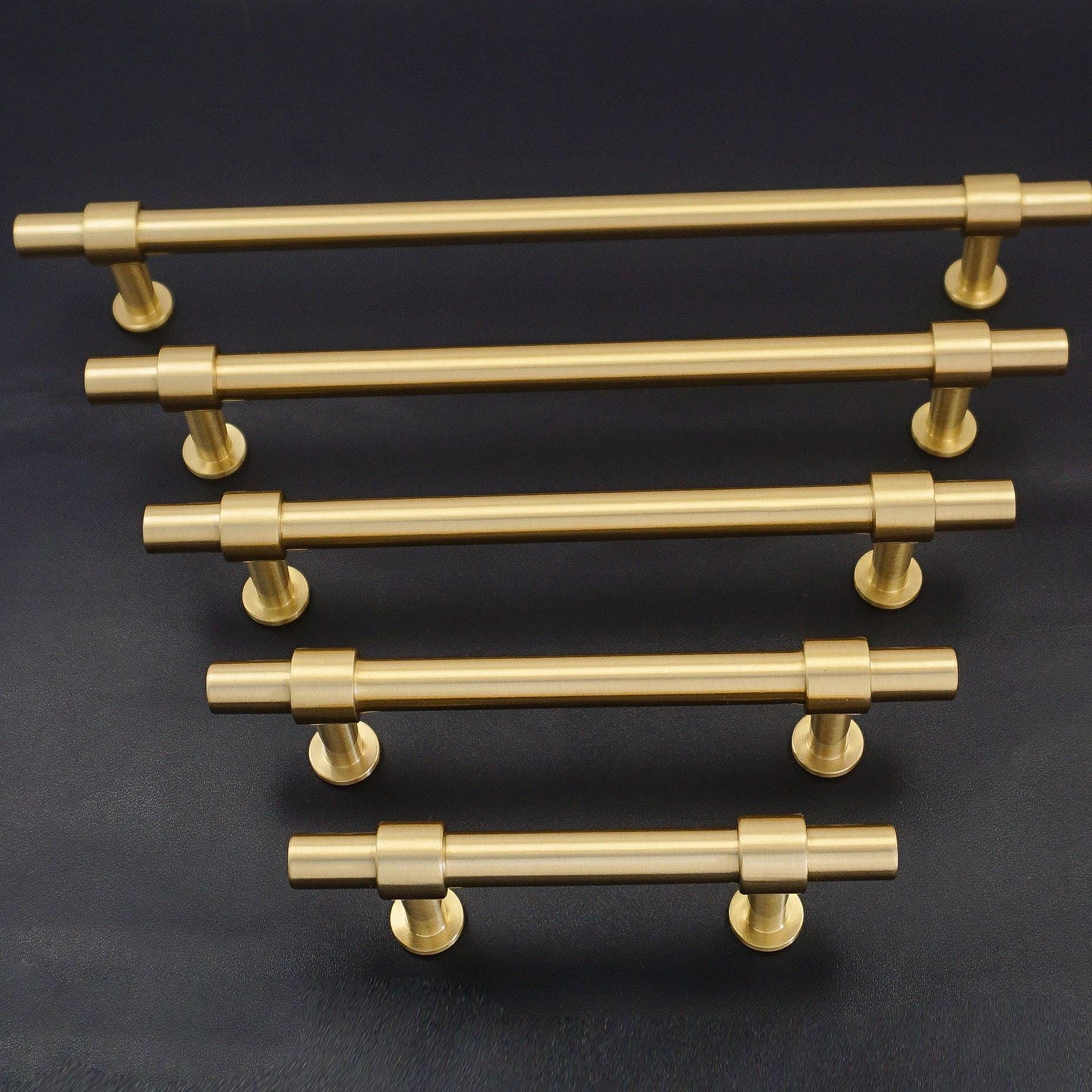 Lot De 10 Poignées D'armoire Bitray - Écart 96 Mm, Finition Champagne Doré, Pour Meubles