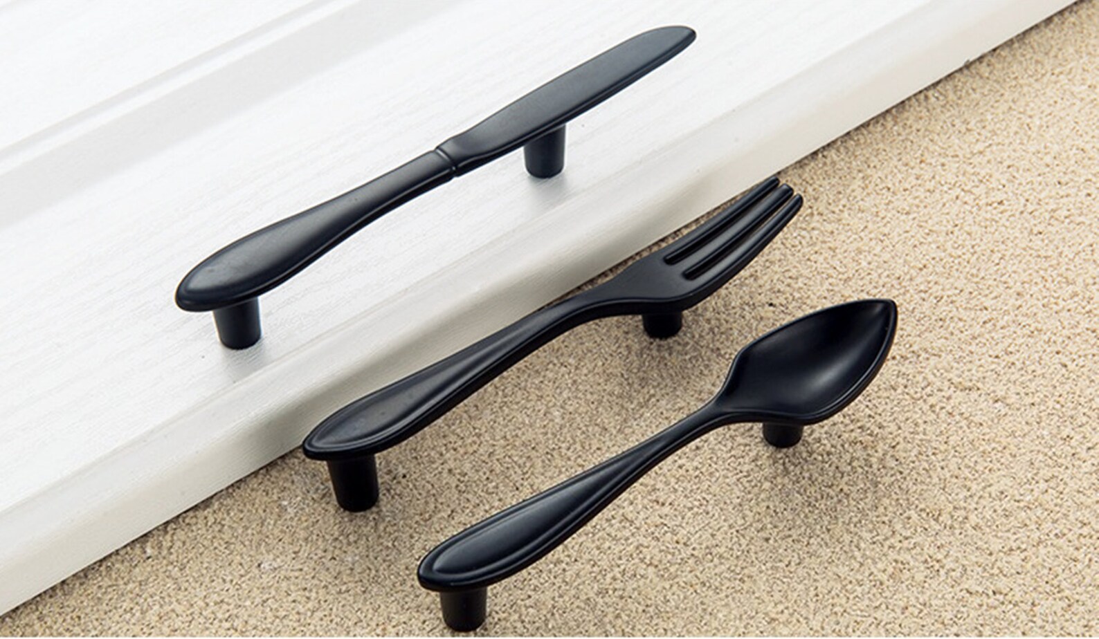 3 Spoon Fork Knife Drawer Pulls Handles Kitchen Etsy