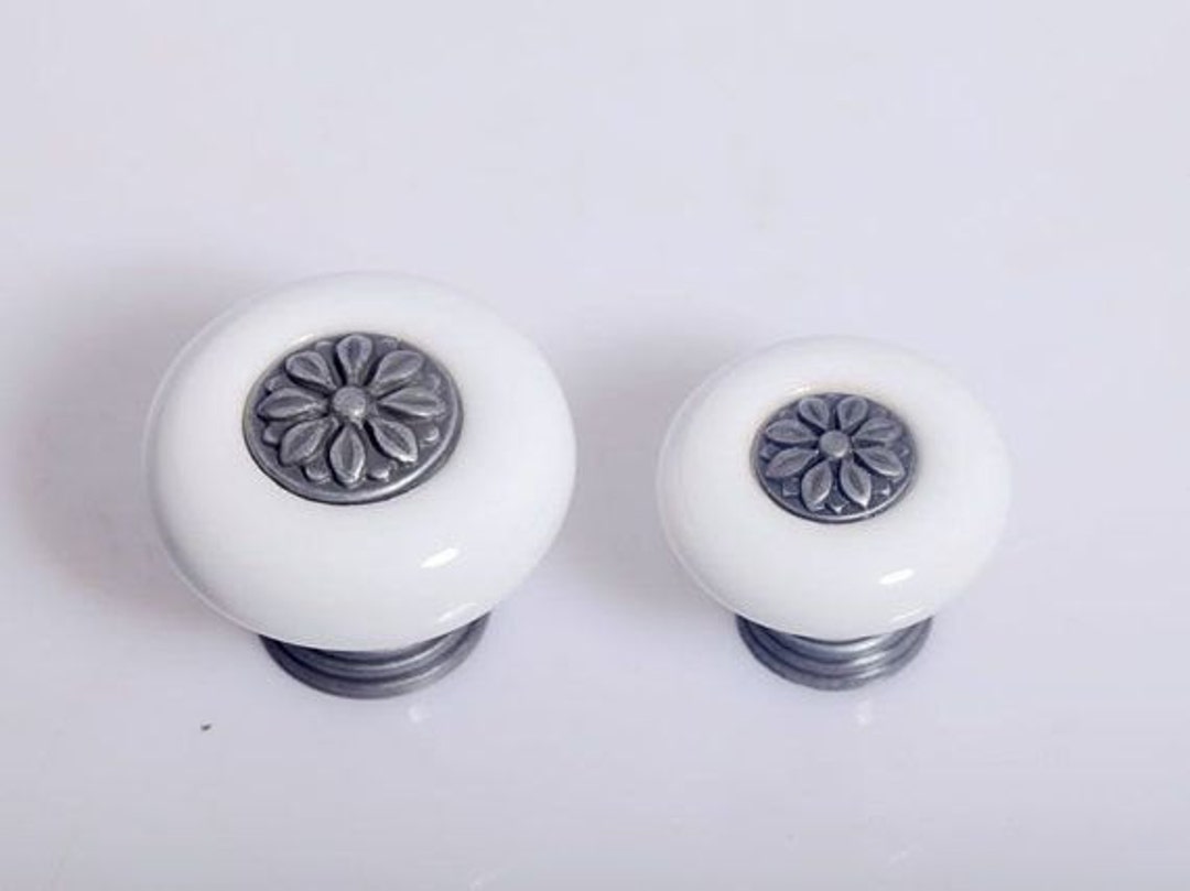 Classic White Ceramic Drawer Knobs Pulls Handles Black White Etsy