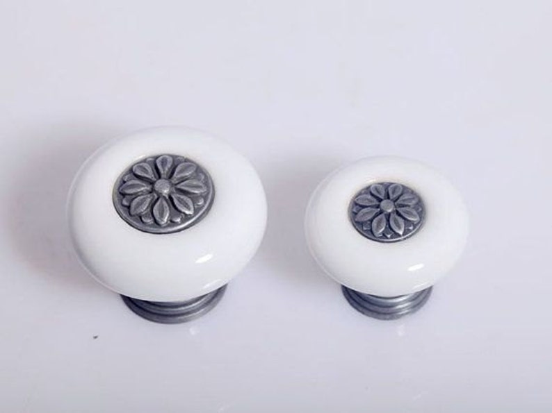 Classic White Ceramic Drawer Knobs Pulls Handles Black White Etsy