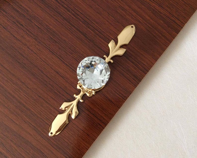 Gold Drawer Pulls Handles Crystal Pulls Handle Glass Etsy