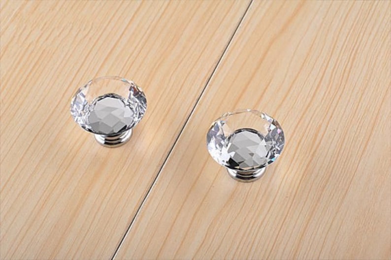 Crystal Knob Glass Knobs Drawer Pulls Dresser Knobs Kitchen Cabinet Knob Pull Handles Furniture Hardware Clear Silver Diamond