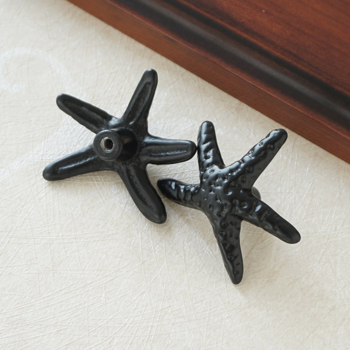 Starfish Drawer Knobs Door Pulls Knobs Black Kitchen Etsy
