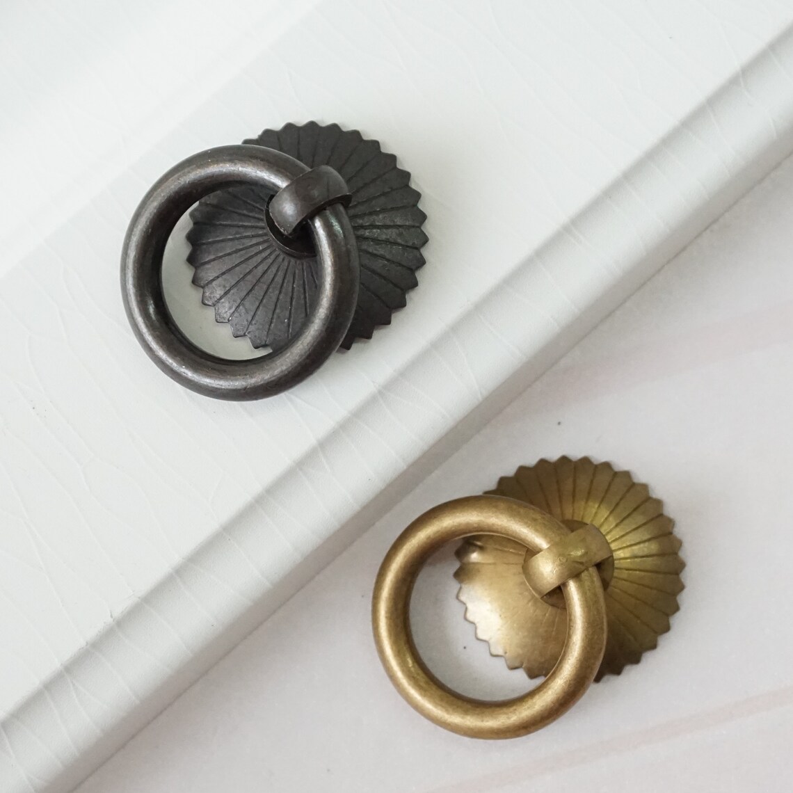 Vintage Small Drop Ring Knob Pulls Dresser Pull Knobs Copper Etsy