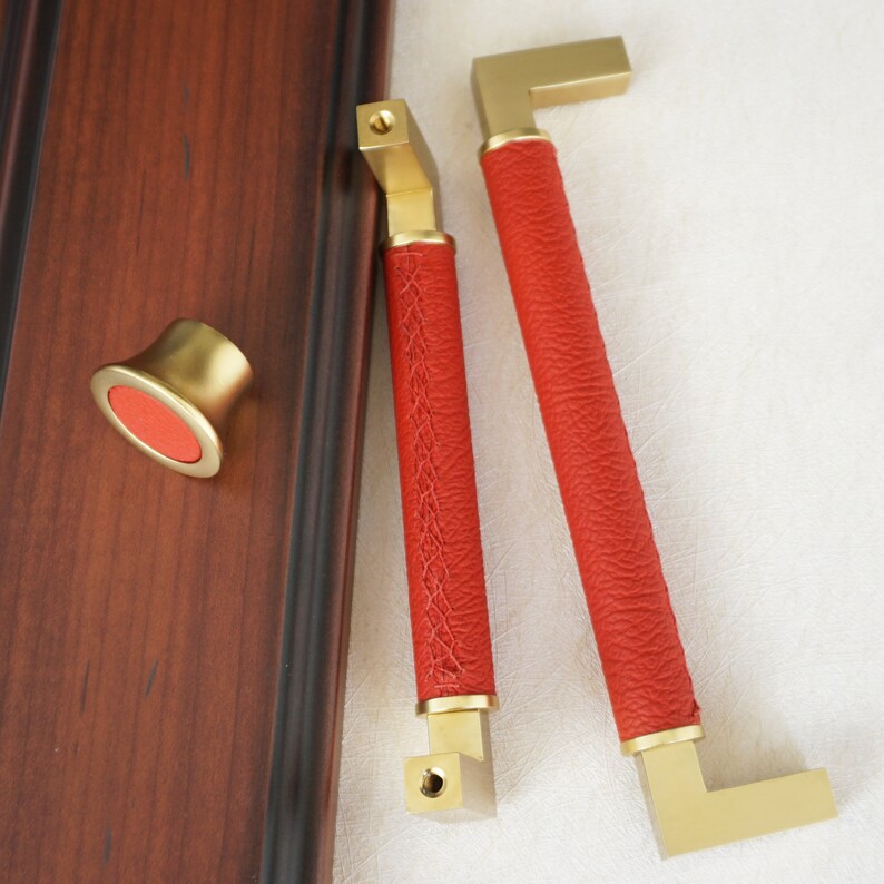 5 6.3 Solid Brass Kitchen Cabinet Door Handle Red - Etsy
