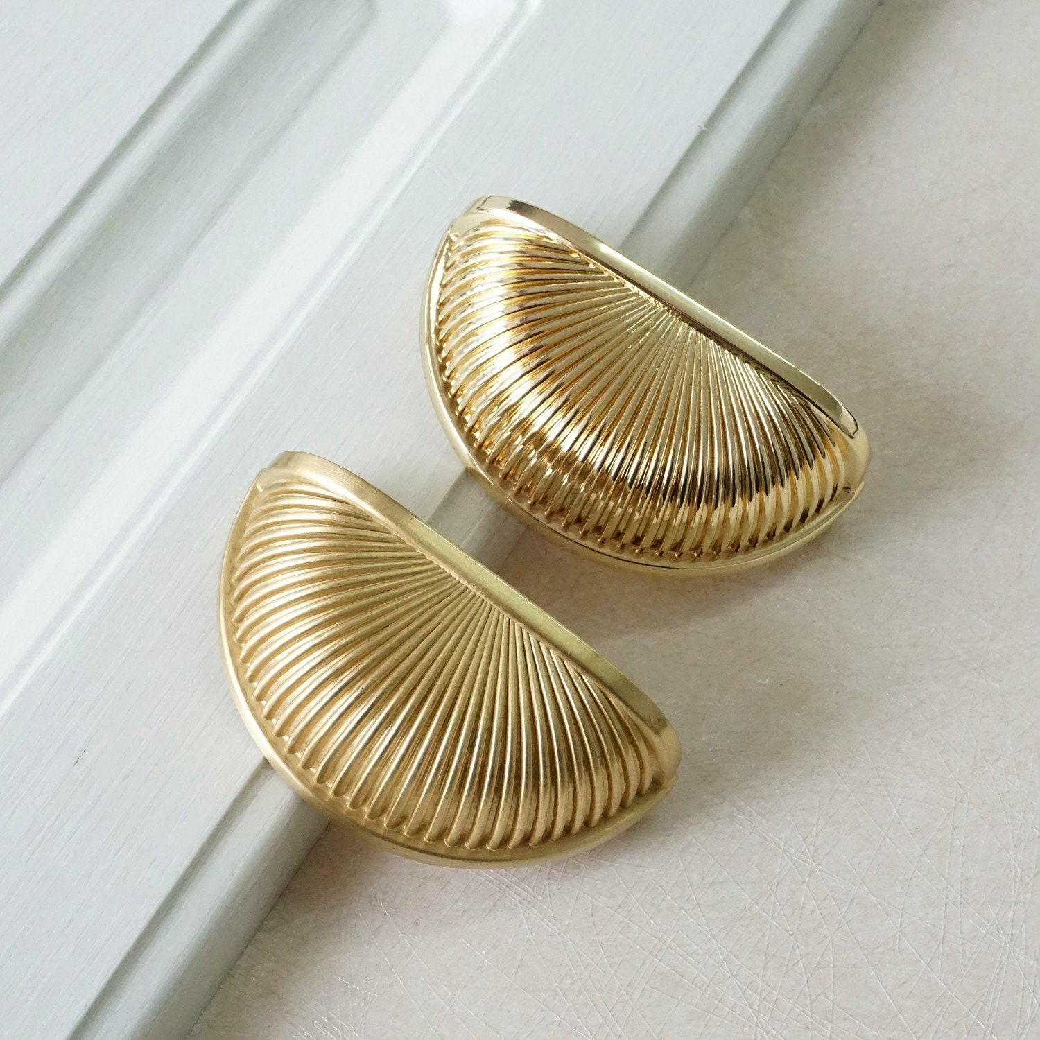 3 Brushed Gold Dresser Knobs Drawer Pull Handles Kitchen Etsy
