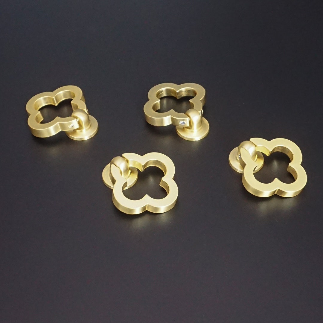 Flower Knob Brushed Brass Door Knob Drawer Knobs Pulls Etsy