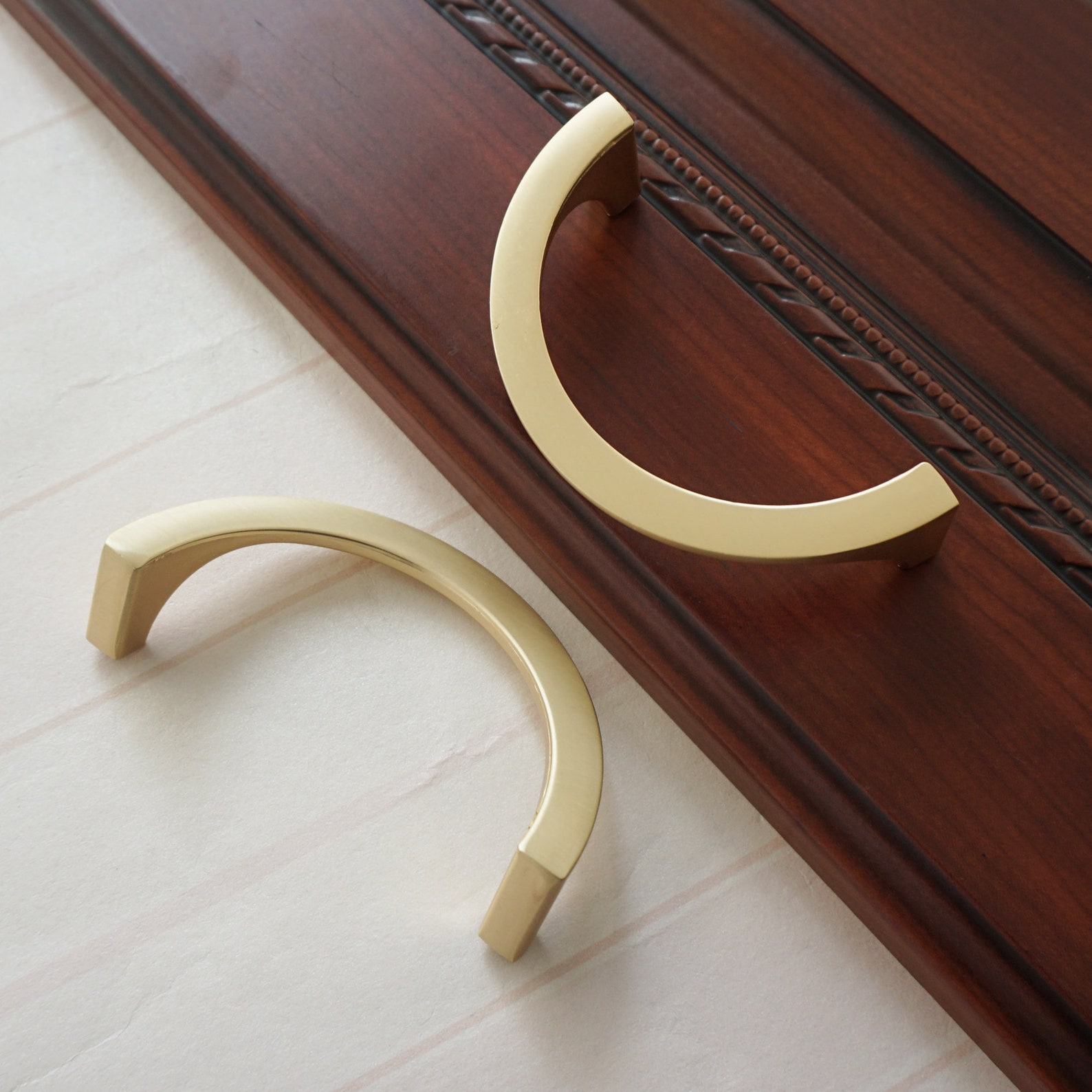 3.78 Semicircle Brushed Brass Handles Pulls Etsy