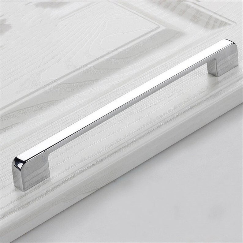 Silver Chrome Door Handles Modern Drawer Knobs Pulls Etsy