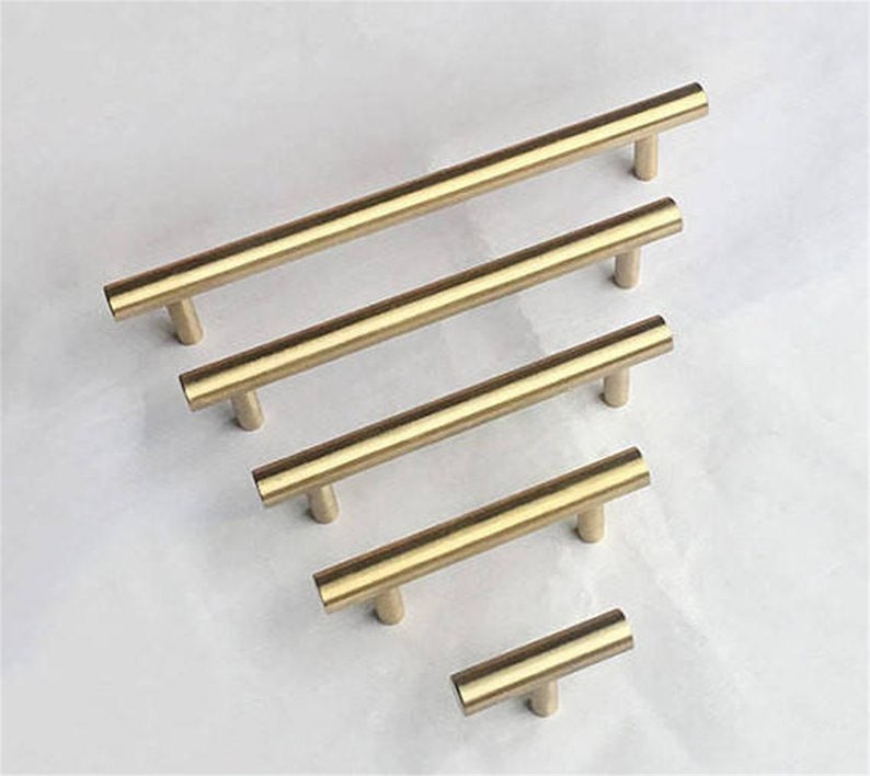 2.5/'/' 3.75/'/' 5/'/' 6.3/'/' 8.8 12.6Brass Cabinet Handles Knob T Bar Pulls Drawer Pulls Dresser Knobs Kitchen Pulls 64 96 128 160 192 320