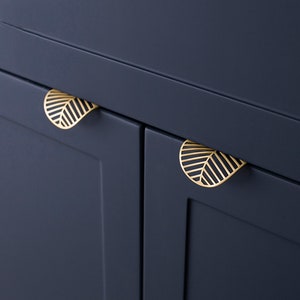 Brass Gold Leaf Design Cabinet Handles Invisible Drawer Pulls and knobs Cabinet Pulls, Wardrobe Pulls, Cupboard Pulls for homes image 1