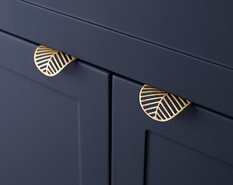 Brass Gold Leaf Design Cabinet Handles Invisible Drawer Pulls and knobs Cabinet Pulls, Wardrobe Pulls, Cupboard Pulls for homes