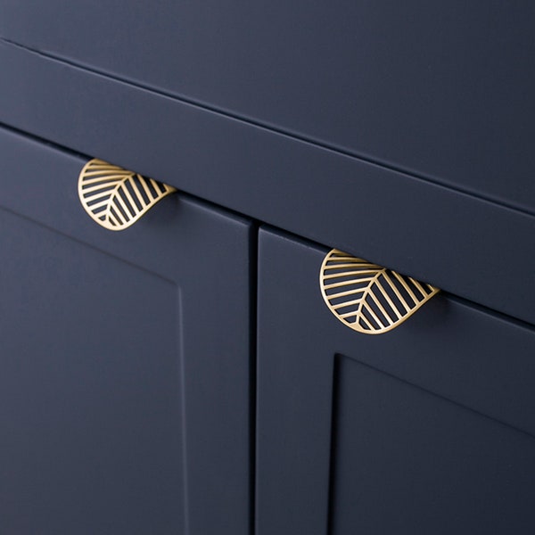 Brass Gold Leaf Design Cabinet Handles Invisible Drawer Pulls and knobs Cabinet Pulls, Wardrobe Pulls, Cupboard Pulls for homes