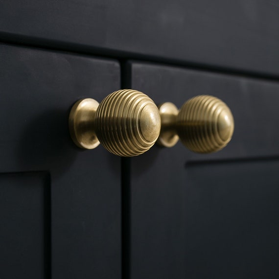 Round Door Knobs for Cabinet Gold Solid Brass Furniture - Etsy