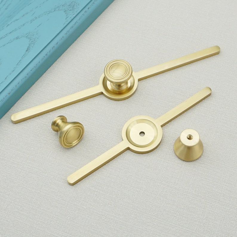 Brass Knobs Plate Kitchen Cabinet Pulls Drawer Knobs Pulls Handles Dresser Knobs Pulls Brass Door Knobs Furniture Hardware zdjęcie 4