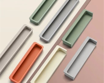 Tirador incrustado de colores, tiradores invisibles para cajones, blanco, gris, Beige, verde, naranja, tirador de puerta de armario de cocina, tirador de armario