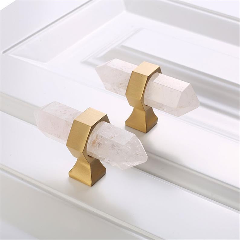 Adjustable Luxury Crystal Drawer Pulls Modern Wardrobe Handle Natural