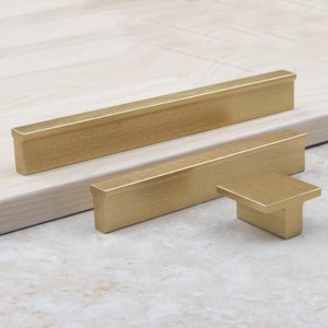 3'' 3.75'' 5'' 6.3''7.55 8.8 10 12.6 Brushed Brass Kitchen Pulls Cabinet Handles Drawer Pulls Handles Knobs Dresser Knob Wardrobe Handle image 2