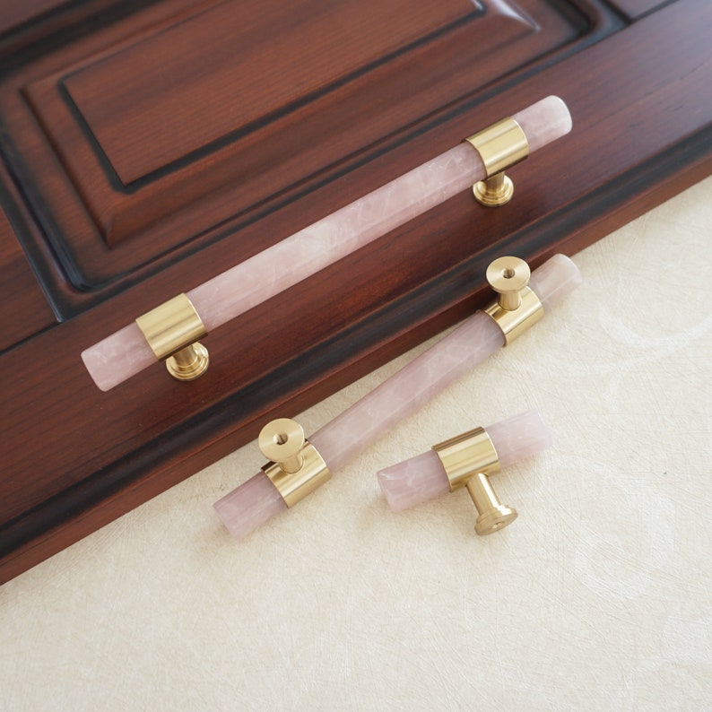3.78 5 Pink Artificial Stone Drawer Pulls Etsy
