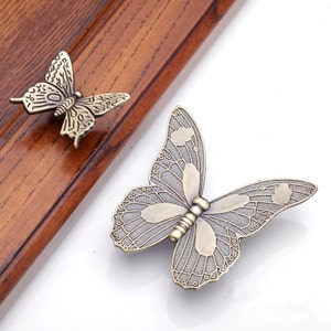 Dresser Knobs Pulls Butterfly Knobs Pulls Drawer  Kitchen Cabinet Knobs Pulls Handles Antique Bronze Decorative Furniture Knob Pull Hardware