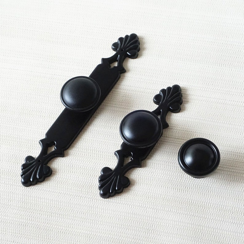 Black Door Back Plate Drawer Handles Furniture Hardware Etsy