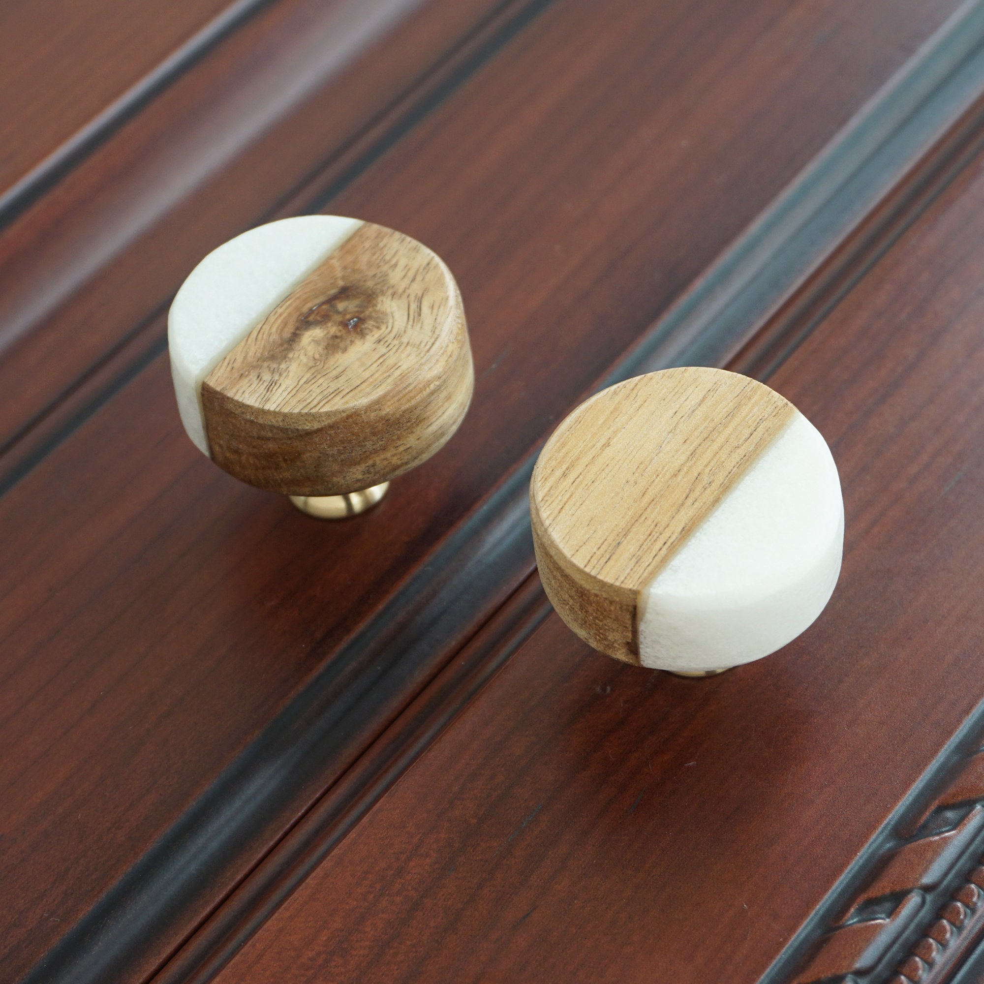 Simple Door Knobs Knobs Nordic Brass Knobs Wood Marble Etsy