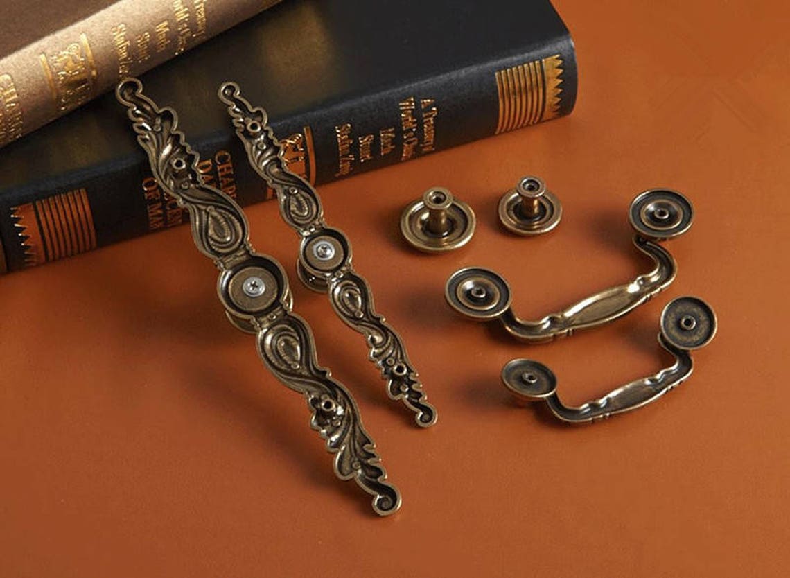 Vintage Drawer Pulls Handles Antique Bronze Dresser Pulls Etsy