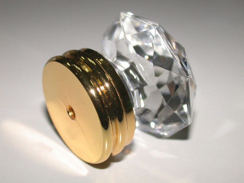 Crystal Knobs Gold Plated Copper Knob / Dresser Etsy