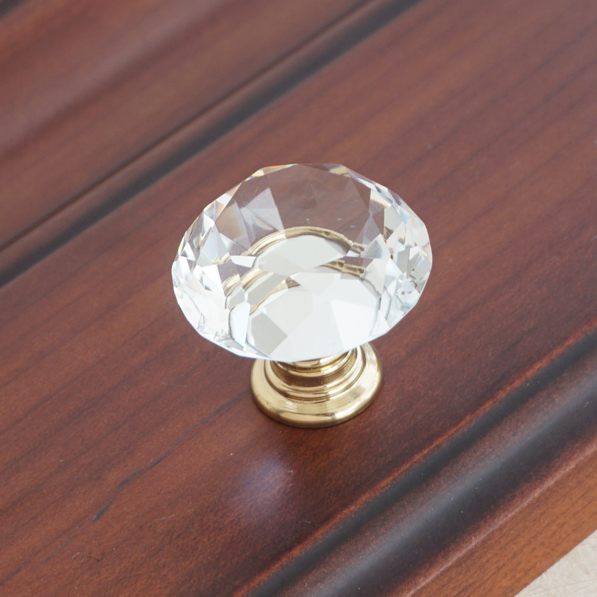 3.78 5.0 Glass Crystal Dresser Knobs Gold Clear Etsy