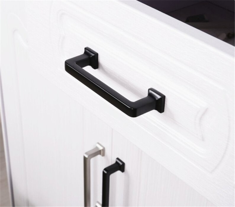 3.78 5 6.3 7.55/'/' 8.8 12.6 Black Cabinet Handles Brushed Steel Dresser Drawer Knobs Pulls Cupboard Handles Kitchen Pulls 224 320mm