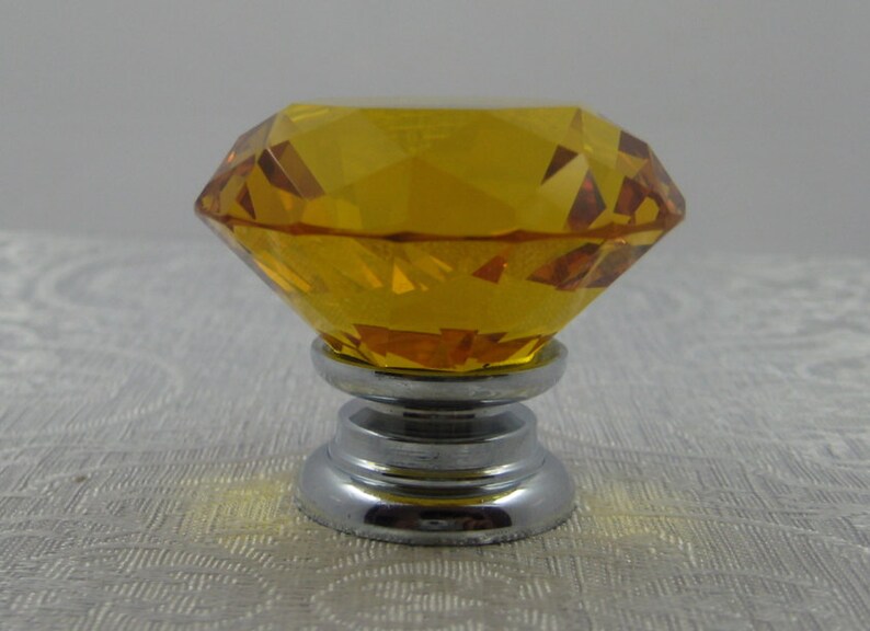 Yellow Crystal Knob Dresser Knobs Glass Drawer Image 0