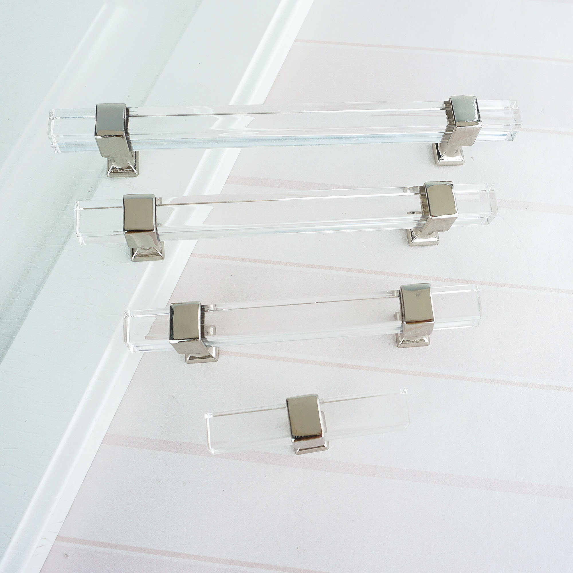 Square Acrylic Drawer Pulls Knobs Silver Clear Dresser Knobs Etsy